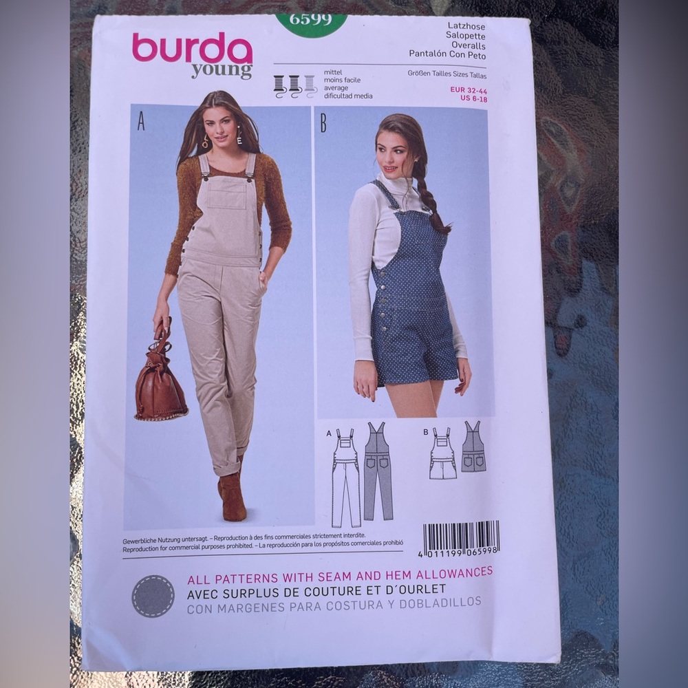 Burda Young Sewing Pattern for Overalls